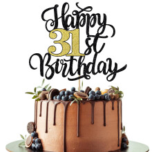 Leetaivie Boldog 31. szletsnapi tortafedo fekete arany csillog szletsnapi tortalap 31. vfordulja / 31. szletsnapi party dekorcis kellkek