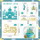 Wootkey 26Pcs Conjunto de Topos de Bolo Princesa Brilhante com Castelo Azul Lago 2