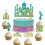 Wootkey 26Pcs Conjunto de Topos de Bolo Princesa Brilhante com Castelo Azul Lago 1