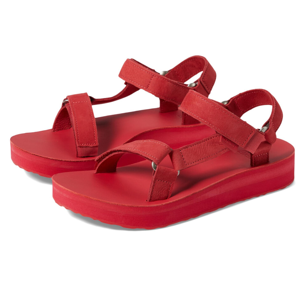 Teva Women's W Midform Universal Leather Sandal  Tomato Puree  5