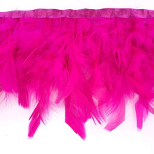Sowder Fransenbesatz mit Truthahnfedern f?r Partys, Hochzeitskleider, N?hen, Basteln, Kost?me, Dekoration, 2 Yards (Fuchsia)