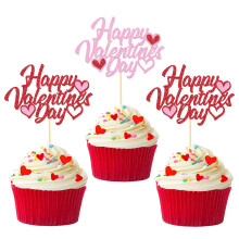 24 db Boldog Valentin-napi tortafeltt Valentin-napi dekorcihoz des szerelem tma Valentin-napi cupcake-vlogats Valentin-napi tortadsztshez (