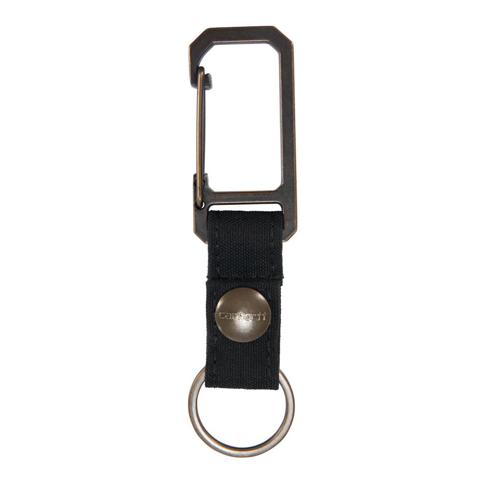 Carhartt Unisex Adult Durable Metal Key Keeper  Belt Loop Key Ring Holder with Self-Locking Metal Gate Clip for Car/Home Keys  Nylon Duck (Black)  One