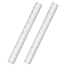 Unjoo genomskinlig plast 12 tums rak linjal splittrad med tum och centimeter fr skolklassrum hem eller kontor (2 st)