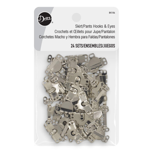 Ganci e occhielli Dritz in nichel per gonne/pantaloni, 24 set