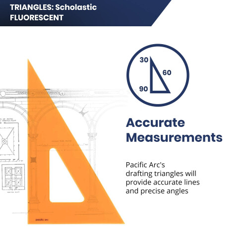 Pacific Arc's Scholastic Triangle - 6 inch - Fluorescent - 30/60 Angle - Polystyrene - Inking Edge - Technical Drawing Tools  Drafting  Architect and 1