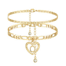 YANODA Initial Enkelbandjes voor Dames 14K Vergulde Gelaagde Figaro Ketting Letter Initial Enkelbanden Handgemaakte Gelaagde Hart Enkelbandjes Gepers