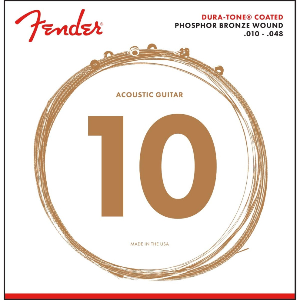 Fender Dura-Tone Coated Phosphor Bronze Acoustic Guitar Strings  860XL .010-.048