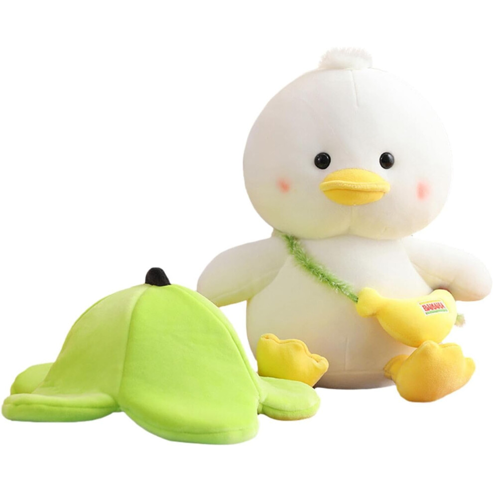 Cute Duck Plush - Cartoon Animal Banana Duck Toys - 25Cm/9.8Inch Cute Stuffed Doll, Soft And Adorable Sleeping Companion For Boys And Girls White
