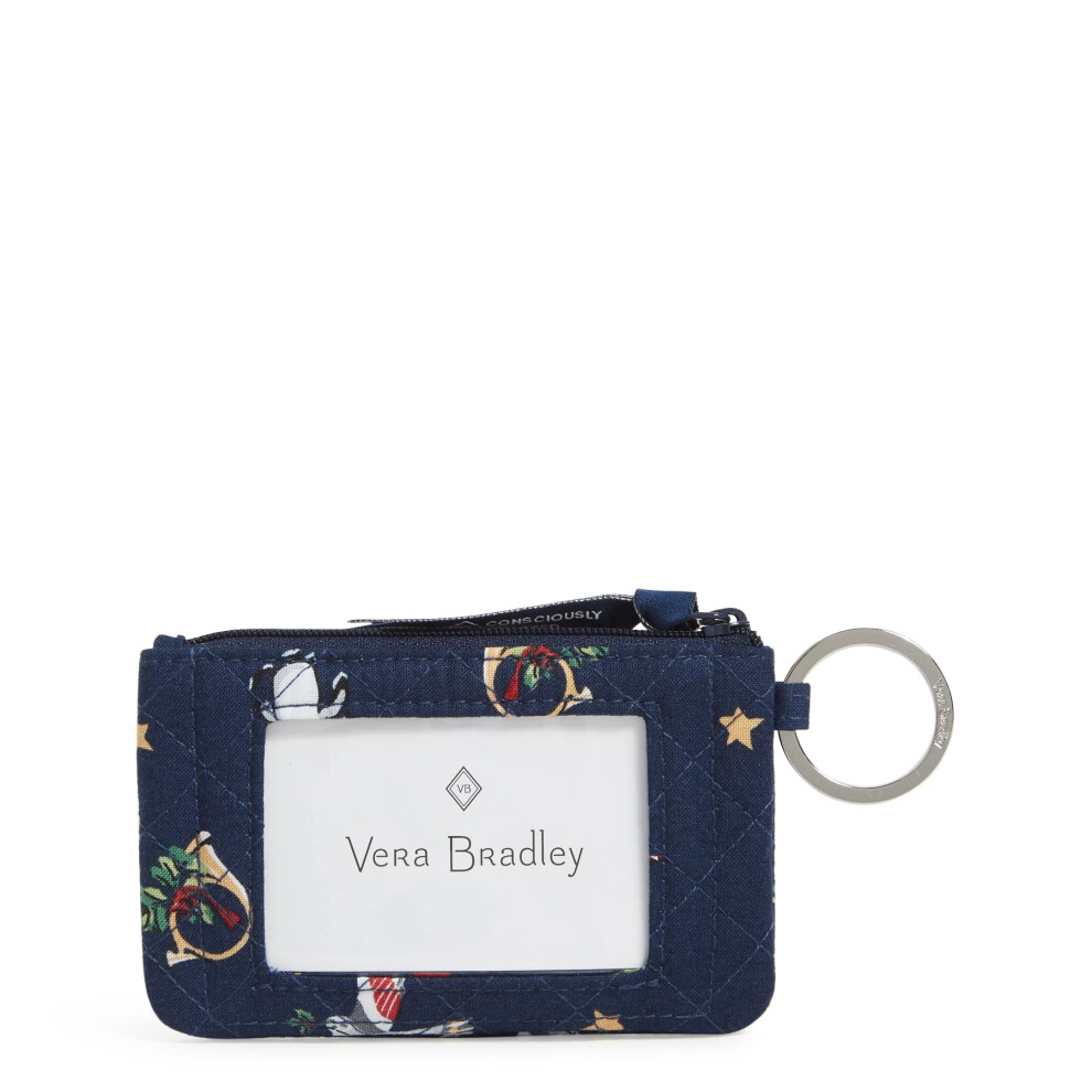 Vera Bradley Women's Cotton Zip Id Case Wallet Snow Globe Motifs - Recycled Cotton One Size Not,Specified