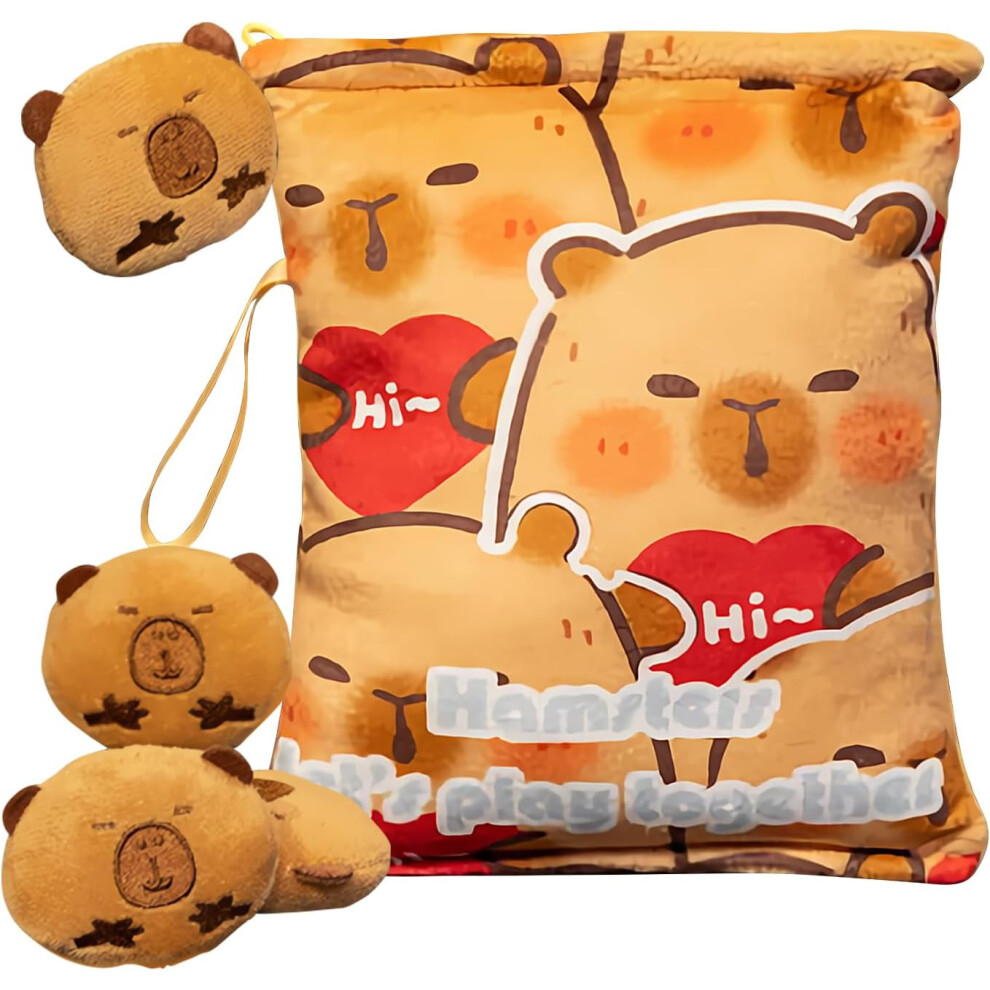 (Red) Snack Bag - Plush Capybara Doll Kids Snack Bag | Boys Girls Companion Soft Pillow Stuffed Cushion Huggable With Small Dolls For Gummy, Chips Red
