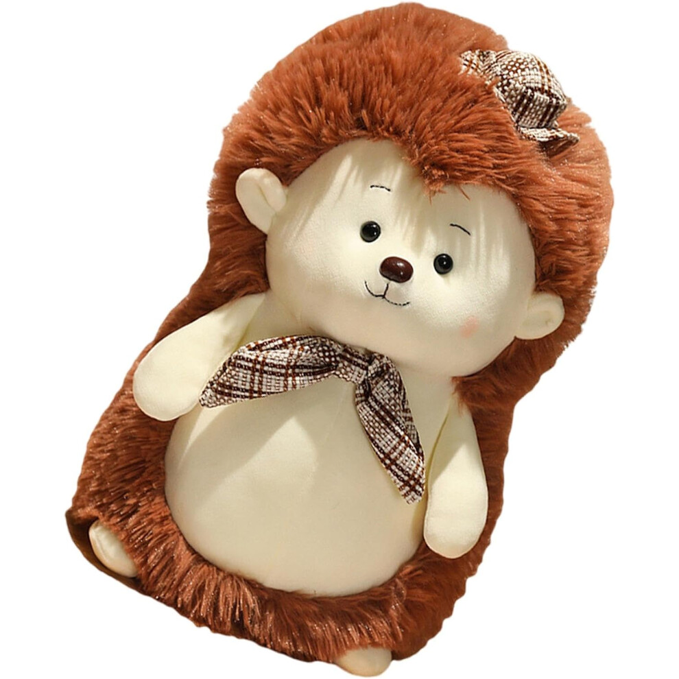 (Brown Bow Tie) Hedgehog Stuffed Doll | Animal Doll with Hat and Bow Tie | Cozy Hedgehog Doll, Plush Pillow, Cute Soft Companion for Kids & Adults