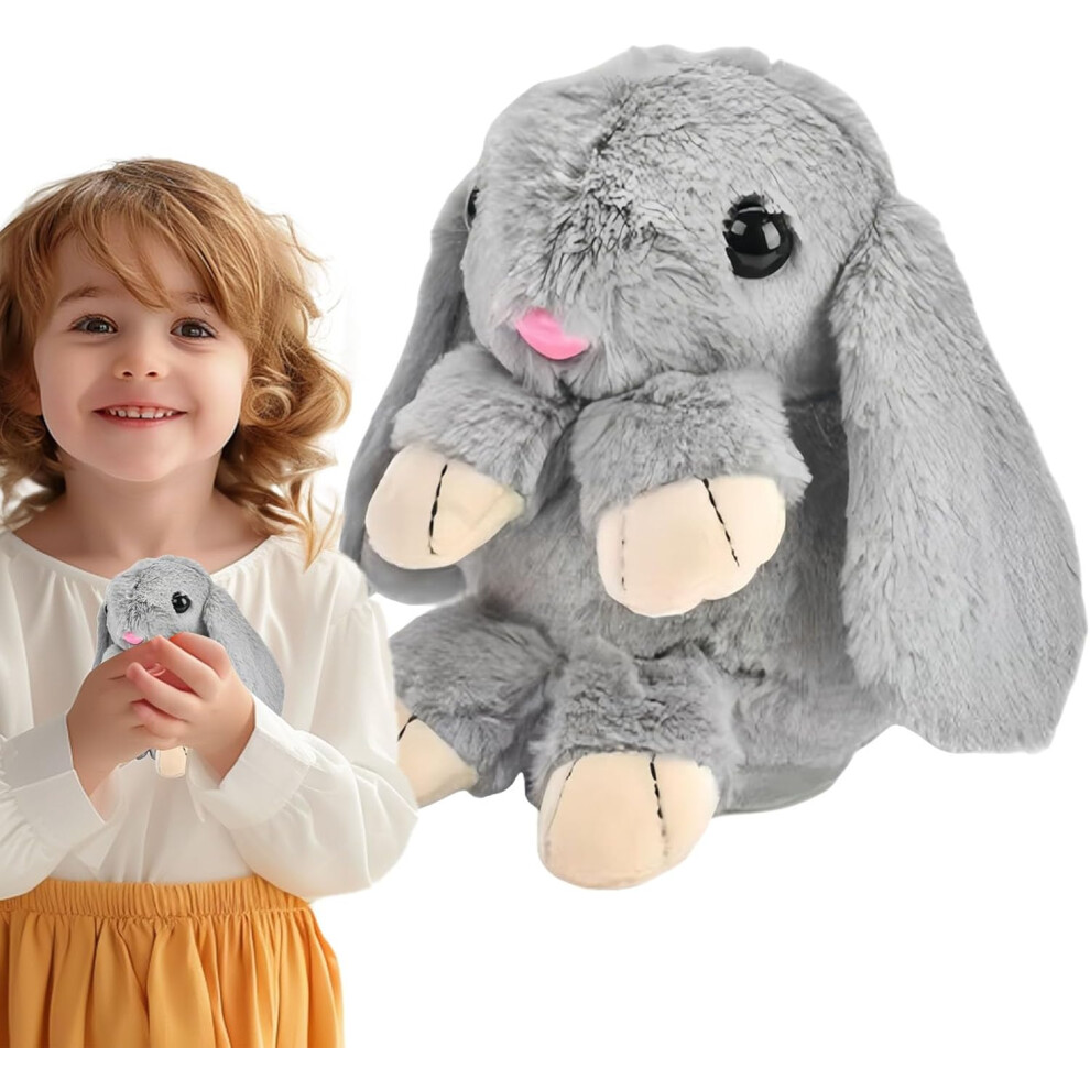 () Stuffed Bunny Rabbit - Up Interactive Electronic Rabbit | Educational Speaking Plush Stuffed Bunny Toy With Singing Dancing, For Toddler Gray/Light