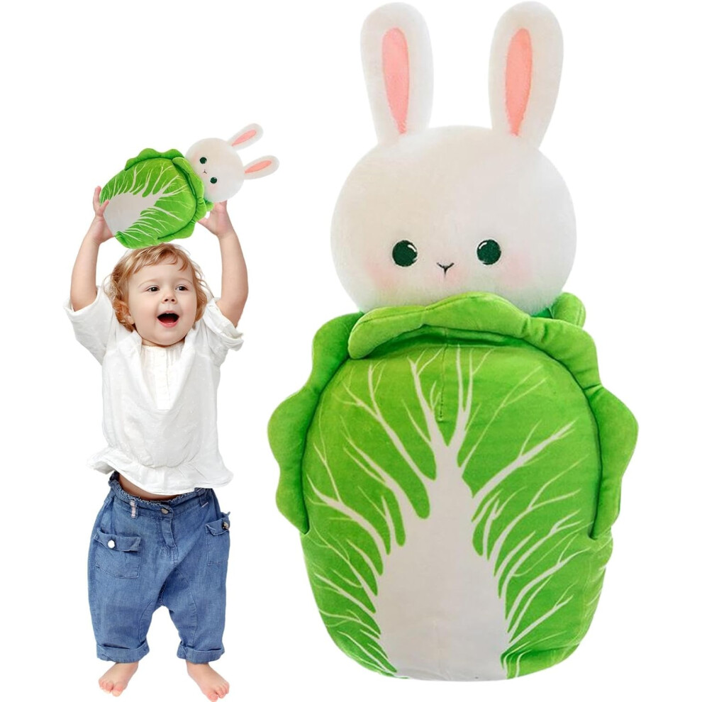 Plush Rabbit Doll, Plush Cabbage Rabbit Throw Pillow, Adorable Animal Bunny Doll for Living Room, Bedroom, Auto, Sofa, Couch