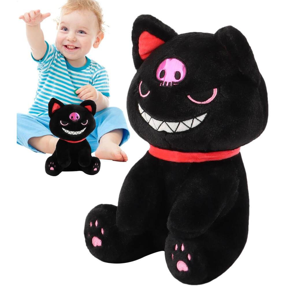 (Black) Cat Stuffed Toy,Pirate Cat Throw Pillow - Playful Companion, Soft Gothic Doll, Animal Tabletop Ornament For Bed, Sofa, Car, Living Room
