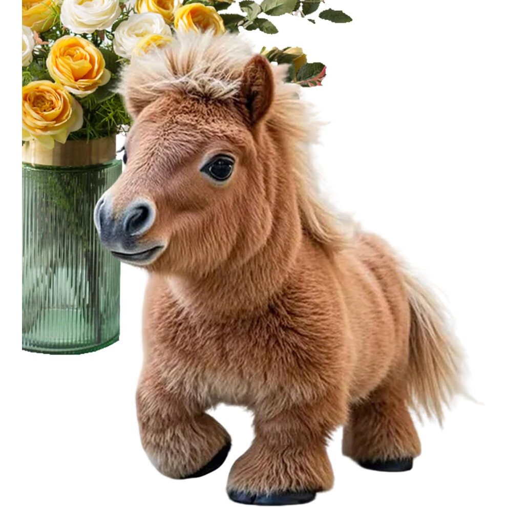 (Brown) Horse Robot - Cute Plush Electric Interactive Simulation Smart Horse - Realistic Electronic Plush Companion, Robotic Pet for Birthday, Boys Gi
