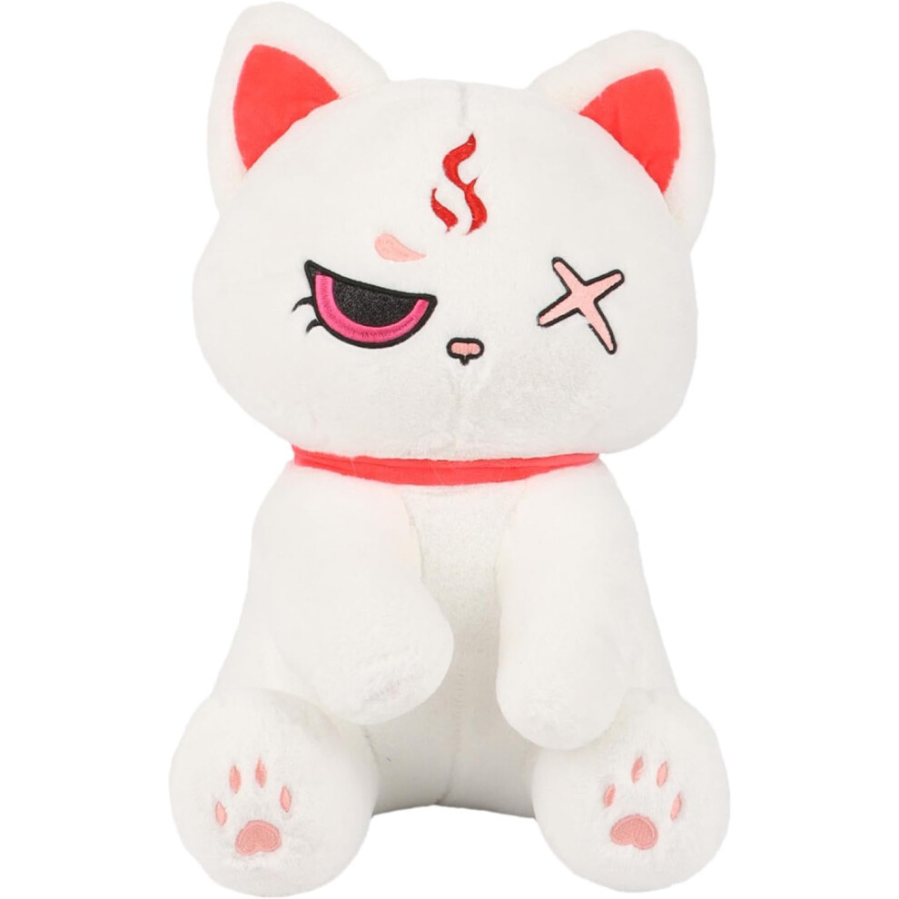 (White) Cat Stuffed Toy,Pirate Cat Throw Pillow - Playful Companion, Soft Gothic Doll, Animal Tabletop Ornament For Bed, Sofa, Car, Living Room