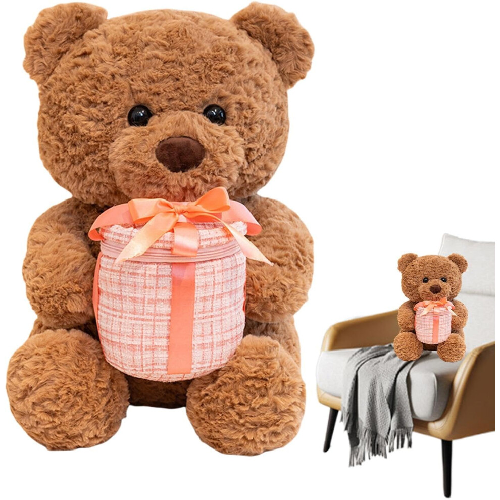 Bear Plushies | Stuffed Adorable Bear Animal Doll | Valentines Doll Holding Bow Decorated Box For Home Decoration