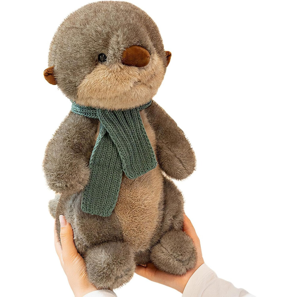 Stuffed Animal Plush - Plush Hugging Pillow with Scarf | Interactive Play, Bedroom Decor, Huggable Cuddle Pillow for Dining Room Bedroom Living Room