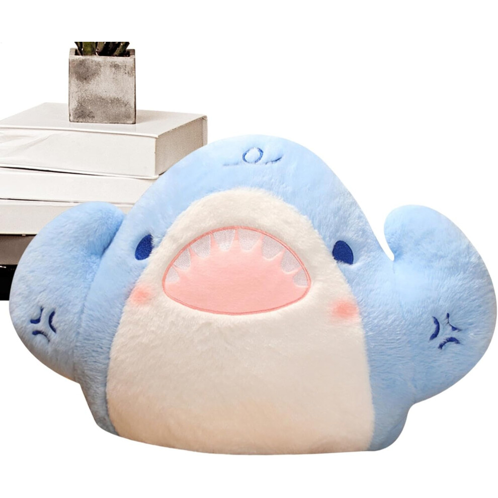 (Blue) Shark Plush Pillows, Cute Muscle Design Stuffed Shark Plush, Cute Design Fish Animal Pillow Plushies For Valentines