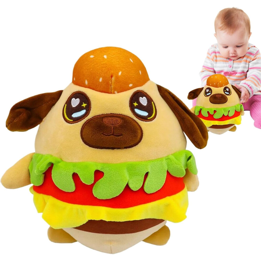 Hamburger Dog Stuffed Animal | Hamburger Puppy Plushie | Dog Stuffed Animal, Realistic, Funny Plush For Girls, Birthday Plushy Toy, 7.87 Inches