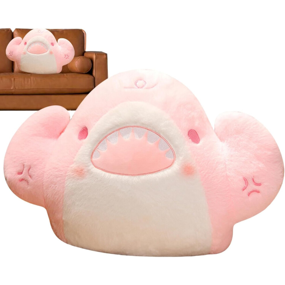 (Pink) Shark Plush Pillows, Cute Muscle Design Stuffed Shark Plush, Cute Design Fish Animal Pillow Plushies For Valentines Pink