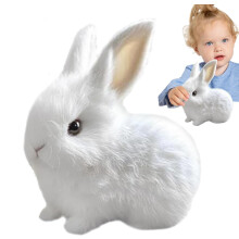 (White) Realistic Interactive Bunny, Stuffed Bunny Interactive Plush Figure Toy, Realistic Rabbit Electronic Pet for Boys Girls, Hopping, Twitching, Wiggling