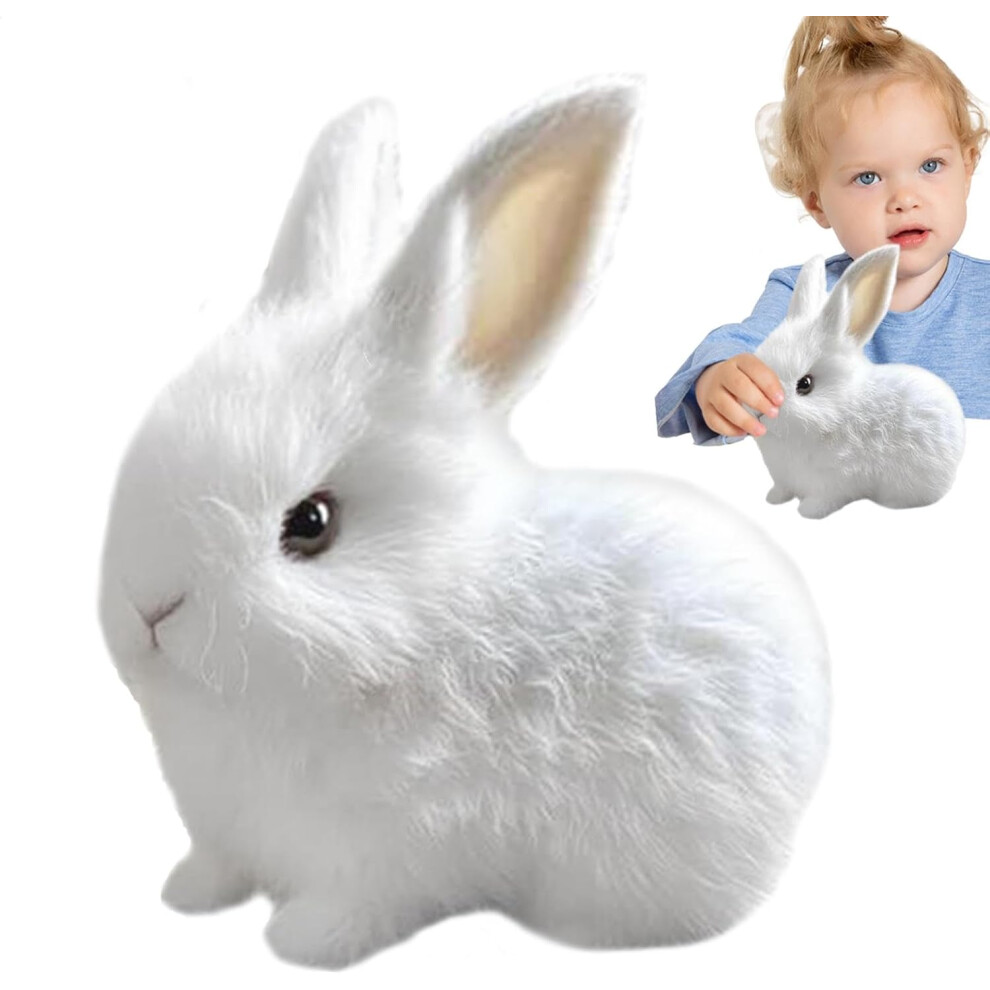 (White) Realistic Interactive Bunny, Stuffed Bunny Interactive Plush Figure Toy, Realistic Rabbit Electronic Pet for Boys Girls, Hopping, Twitching, W