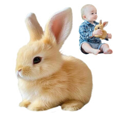 (Yellow) Realistic Interactive Bunny, Stuffed Bunny Interactive Plush Figure Toy, Realistic Rabbit Electronic Pet for Boys Girls, Hopping, Twitching, Wiggling