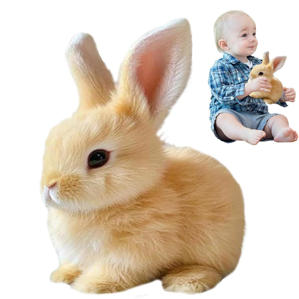 (Yellow) Realistic Interactive Bunny, Stuffed Bunny Interactive Plush Figure Toy, Realistic Rabbit Electronic Pet for Boys Girls, Hopping, Twitching,
