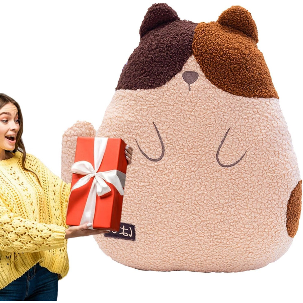 Plush Cat Pillow, Adorable Doll, Soft Coffee Cat in Plush Fabric Stuffed Animal for Children Adults