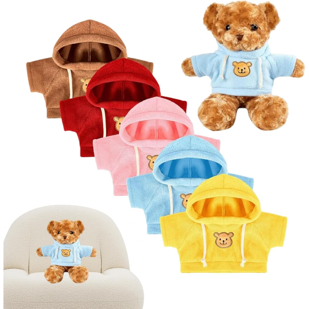 (B) Plush Bear,12 Inch Cute Plush Bear with 5 Clothes - Build A Lovely Cute Bear Stuffed Animal with Clothes and Accessories for Boys Girls
