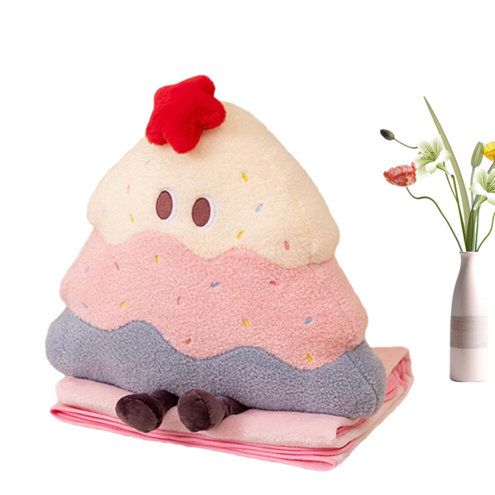 (Blue) Cotton Doll Toys,Soft Cake Shape Sofa Couch Cushion Toy with Blanket - Cute Cartoon Creative Design Doll for Bed Couch Sofa Living Room