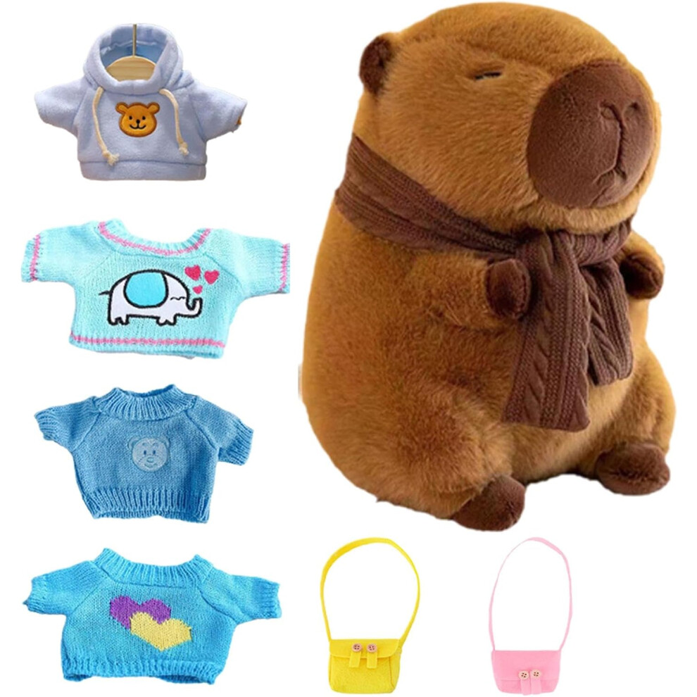 (Style a) Capybara Plush With Clothes - Capybara Stuffed Animal Plush - Capybara Plushie Dolls With 4 Clothes & Accessories