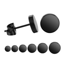 LIEBLICH Svarta runda rhngen set i rostfritt stl fr mn kvinnor 6 par 3 mm-8 mm (svart)