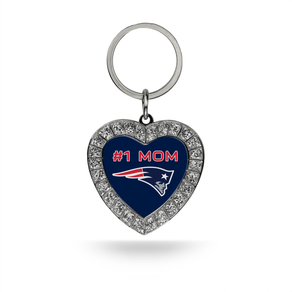 Rico Industries Nfl New England Patriots Bling #1 Mom Herz-Schl Sselanh Nger Mit Strasssteinen, 8,9 X 3,8 Cm-image