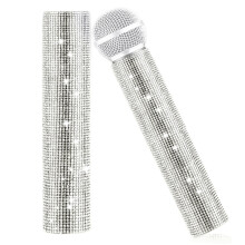 S?lvmikrofon dekorativt ?rme Glitter Tr?dl?st mikrofoncover Sparkling Bling Rhinestones Mic H?ndtag ?rmebeskytter til DiscoStage Tours & TV-shows
