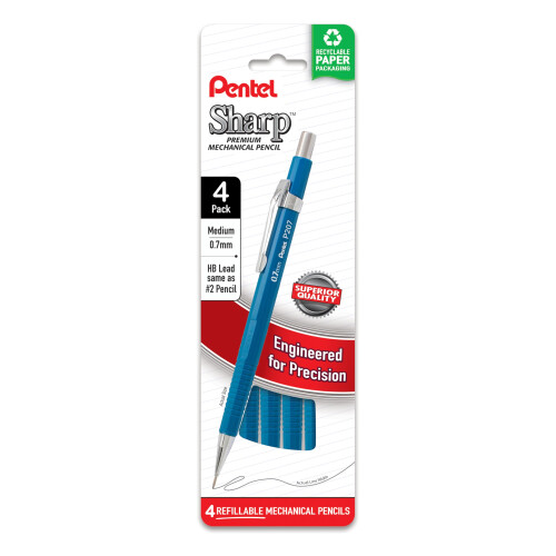 Pentel Mechanick tuka Pentel Sharp (0,7 mm) Medium Line Blue Barrel Pack 4 (P207PF4C)