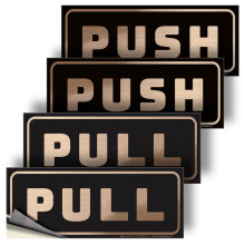 Samolepky iSYFIX Push Pull Stickers Sign 2 balen 6x2,4 palce Horizontln samolepic samolepic kartcovan zlat/cern vinylov samolepka na dv
