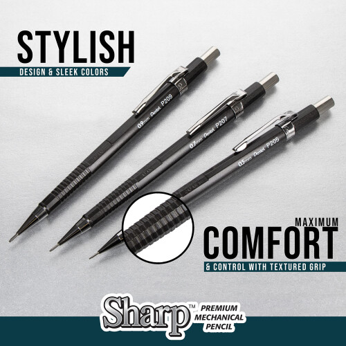 Pentel Pentel Sharp Metallic Mekanisk Penna (0,7 mm) Medium Line Assorted Colored Barrels Pack om 4 (P207MPF4M) 2