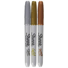 Sharpie - Permanentn metalick fixky s tenk m hrotom - strieborn /zlat /bronzov (1 balenie po 3)