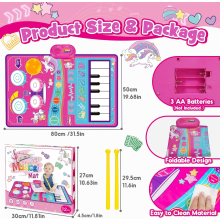 Unicorn Musical Toys for 1 2 3 Year Old Girls, 3 in 1 Piano Drum Mat with 19 Sound & Recording Unicorn Gifts for 1 2 Ye