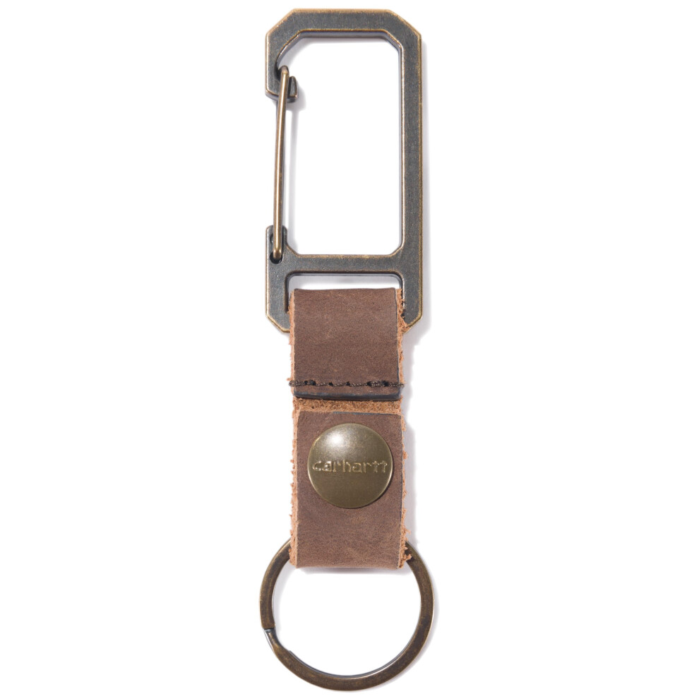 Carhartt Unisex Adult Durable Metal Key Keeper  Belt Loop Key Ring Holder with Self-Locking Metal Gate Clip for Car/Home Keys  Saddle Leather (Brown)