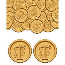 Wachssiegel-Aufkleber T, 50 St   ck goldene Wachssiegel-Aufkleber, selbstklebende Buchstaben-Wachs-Aufkleber f   r Hochzeitsfeiern, Geburtstagseinlad