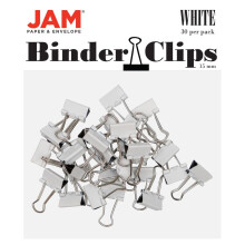 JAM PAPER Kleurrijke Binder Clips - Extra Klein - 3/5 Inch (15 mm) - Witte Binderclips - 30/Verpakking