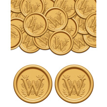 Wachssiegel-Aufkleber W, 50 St   ck goldene Wachssiegel-Aufkleber, selbstklebende Buchstaben-Wachs-Aufkleber f   r Hochzeitsfeiern, Geburtstagseinlad