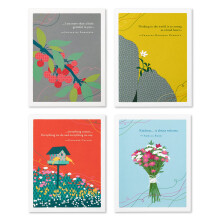 Compendium Positively Green 4-pack bedankkaartjes - Bloemen (vier verschillende ontwerpen, elk ?n kaart met enveloppen)