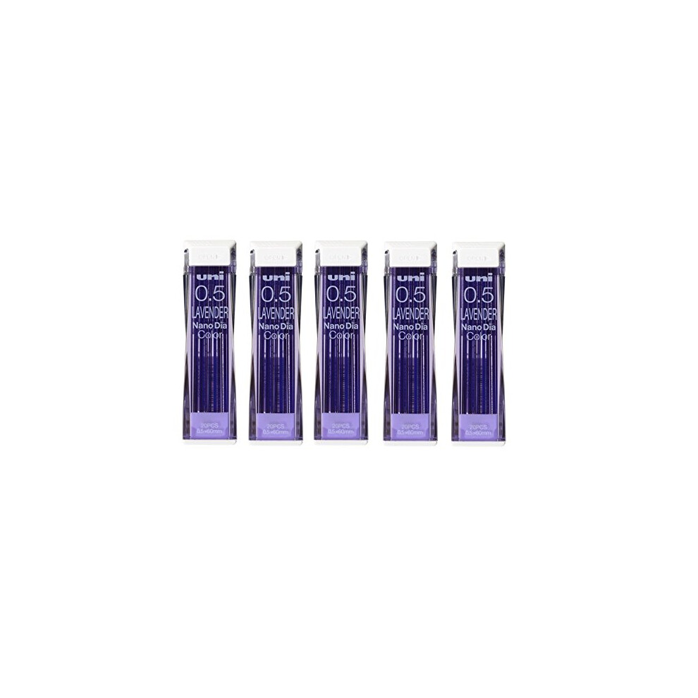 Uni NanoDia Color Mechanical Pencil Leads 0.5mm Lavender  5 Pack/total 100 Leads Value Set