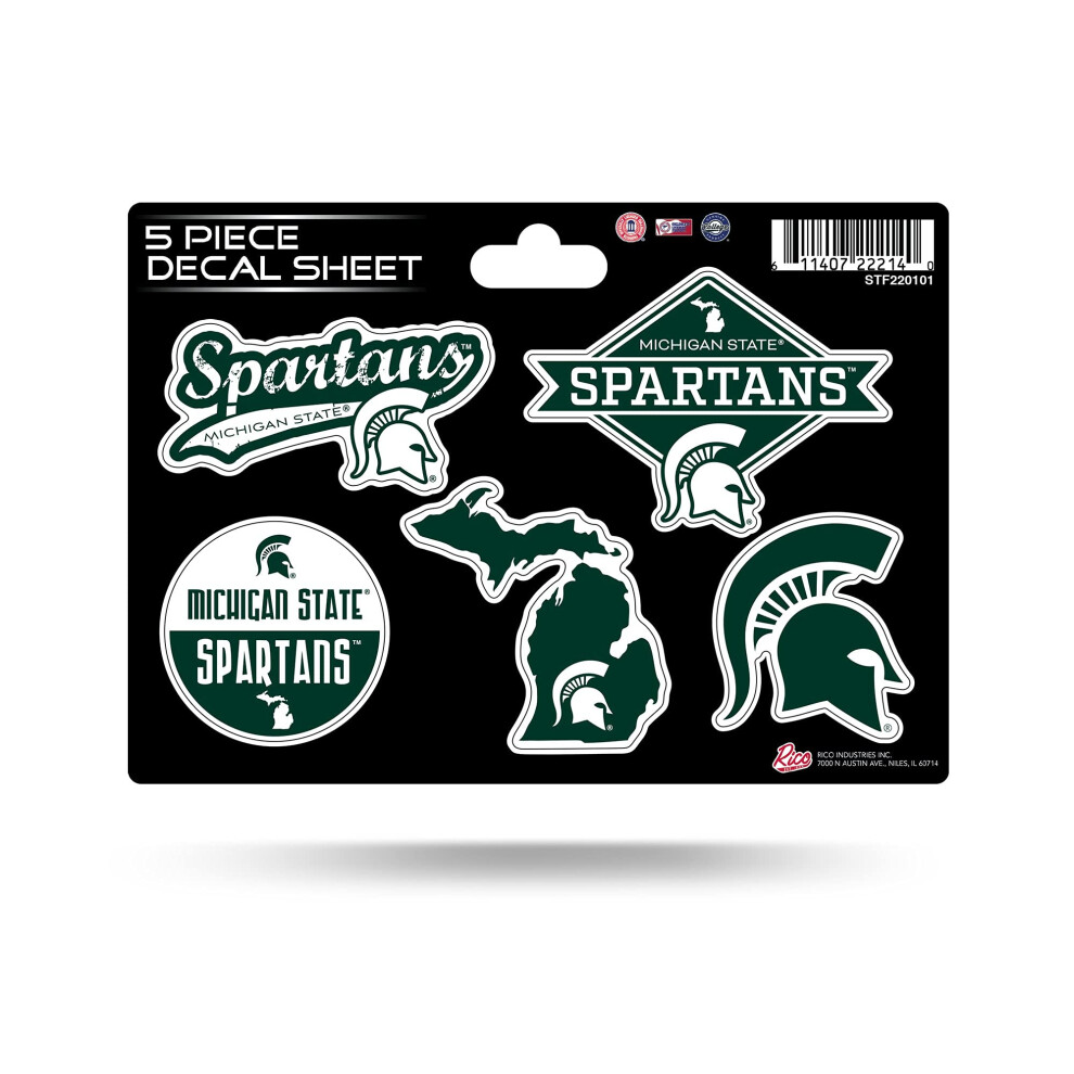 Rico Industries Ncaa Michigan State Spartans 5-Teiliger Gestanzter Aufkleberbogen-image