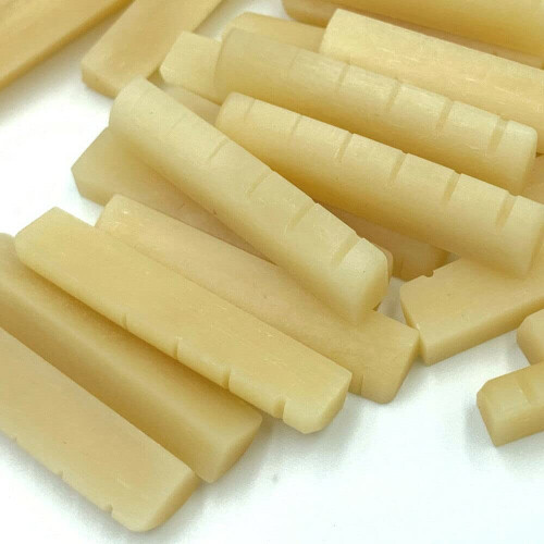 10pcs Unbleached Slotted Bone Nut Saddle Bridge 43x6x9mm Guitar Luthier DIY 1